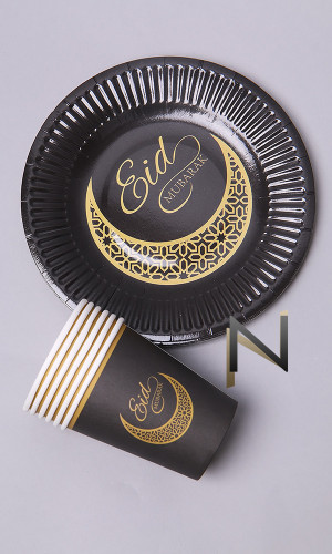 Pack 12 Plates and cups Eid Mubarak