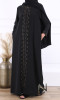 Abaya strass Basma noire et zippée