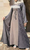 Abaya Dubai Yousra 2 pièces abaya kimono motifs brocards et sous robe