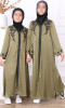 Abaya fille AF69 broderies arabesques et tissu gaufré
