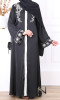 Abaya Khadra broderies arabesques et tissu gaufré